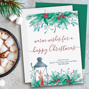 Cartes Pour Fêtes Annuelles Plantes de houx gui et lanterne Joyeux Noël