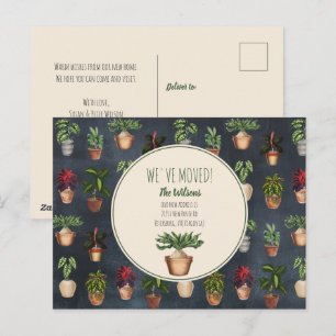 Cartes Pour Fêtes Annuelles Plantes en pot à l'aquarelle Nous avons déménagé n
