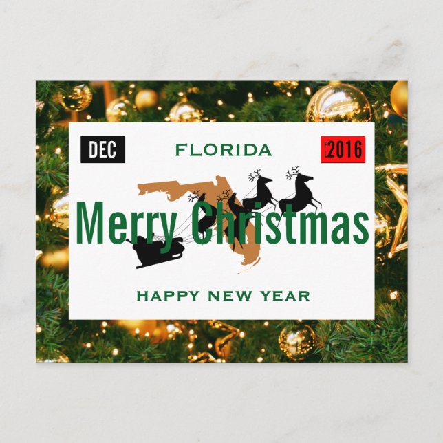 Cartes Pour Fêtes Annuelles Plaque de Noël Floride Personnaliser (Devant)