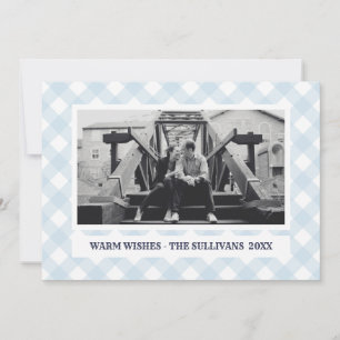 Cartes Pour Fêtes Annuelles Plat bleu clair Rustique Photo de vacances sur