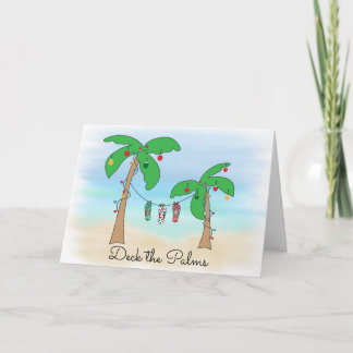 Cartes Pour Fêtes Annuelles Plate-forme Noël tropical de plage de paumes
