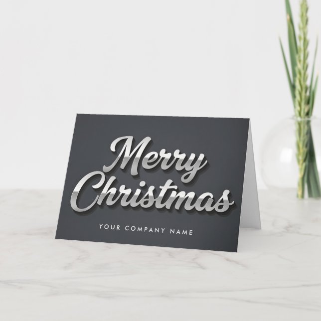 Cartes Pour Fêtes Annuelles Platinum Foil Retro Script Joyeux Noël (Devant)