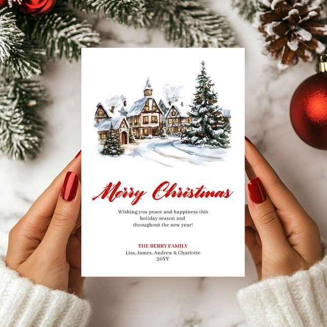 Cartes Pour Fêtes Annuelles Playful Red Green Christmas Scene Greeting Card (Playful Red Green Christmas Scene Greeting Card)