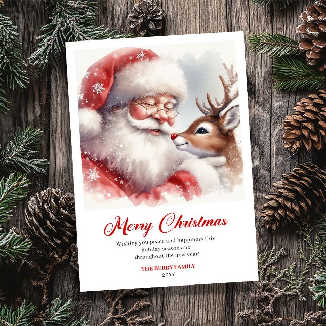 Cartes Pour Fêtes Annuelles Playful Santa And Rudolph Christmas Cheer Greeting (Playful Santa And Rudolph Christmas Cheer Greeting Card)