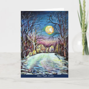 Cartes Pour Fêtes Annuelles Pleine lune d'hiver de nuit silencieuse Moonlit Sn