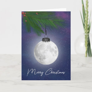 Cartes Pour Fêtes Annuelles Pleine lune Ornement De Noël Sur Pin