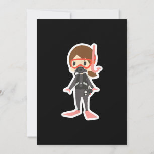Cartes Pour Fêtes Annuelles Plongée J'Aime Snorkeling nage fille enfants