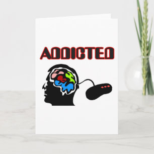 Cartes Pour Fêtes Annuelles Plug-In Du Cerveau De Gamer Addicité