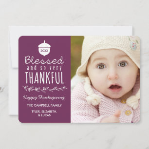 Cartes Pour Fêtes Annuelles Plum photo Thanksgiving béni et gratifiant