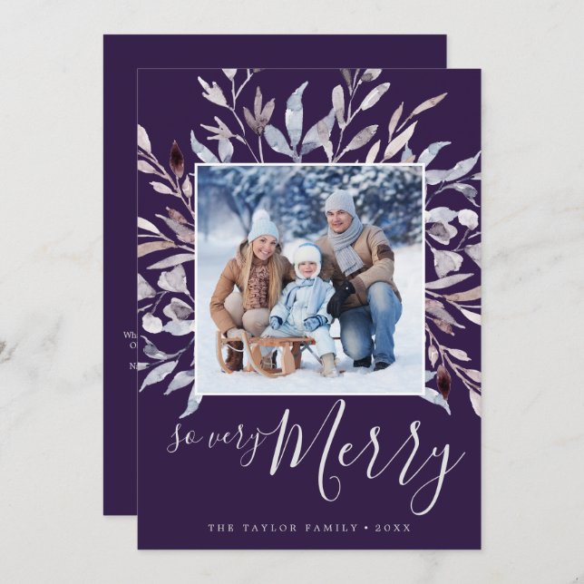 Cartes Pour Fêtes Annuelles Plum Végétal D'Hiver Si Joyeux Année En Revue (Devant / Derrière)