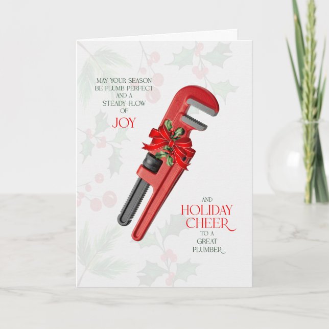 Cartes Pour Fêtes Annuelles Plumber Steady Flow of Joy and Seasonal Cheer (Devant)