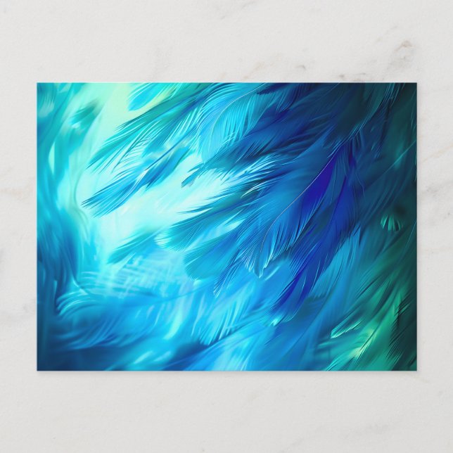Cartes Pour Fêtes Annuelles Plume Abstrait Bleu Vert (Devant)