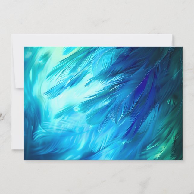 Cartes Pour Fêtes Annuelles Plume Abstrait Bleu Vert (Devant)