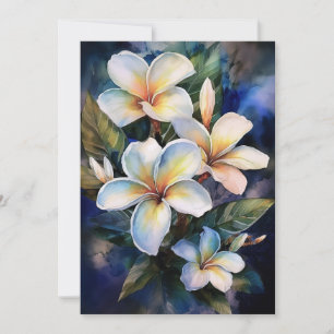 Cartes Pour Fêtes Annuelles Plumeria de minuit hawaïenne