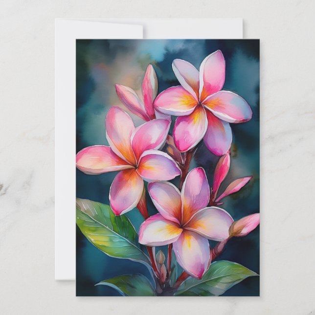 Cartes Pour Fêtes Annuelles Plumeria Hawaii Blush (Devant)