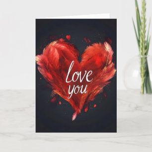 Cartes Pour Fêtes Annuelles Plumes Coeur Vous Aimez