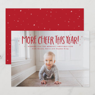 Cartes Pour Fêtes Annuelles Plus de bonne humeur cette année photo rouge Noël
