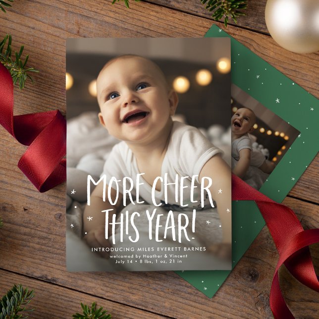 Cartes Pour Fêtes Annuelles Plus de joie cette année deux photo vert Noël (Créateur téléchargé)