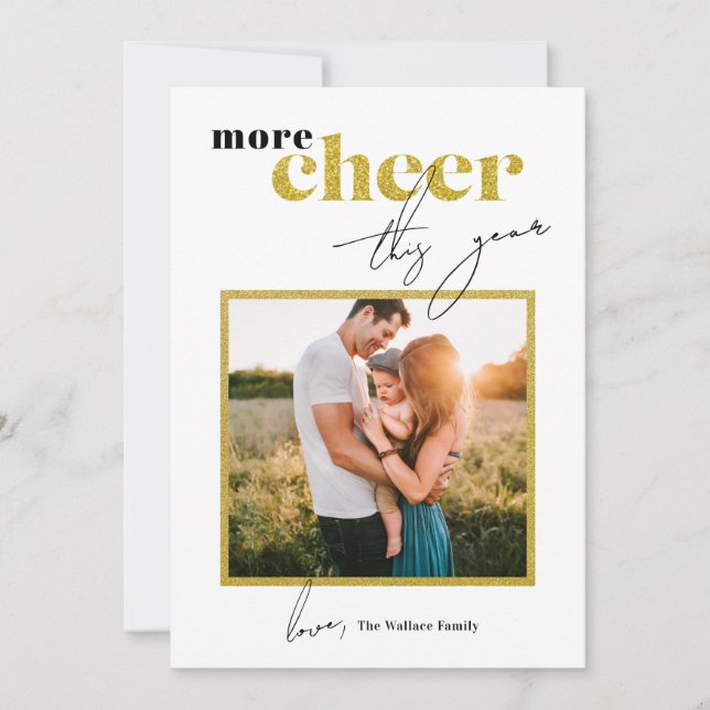 Cartes Pour Fêtes Annuelles Plus de joie cette année Parties scintillant photo (Devant)