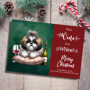 Cartes Pour Fêtes Annuelles Plus de vin moins de plaintes Chien drôle Joyeux N