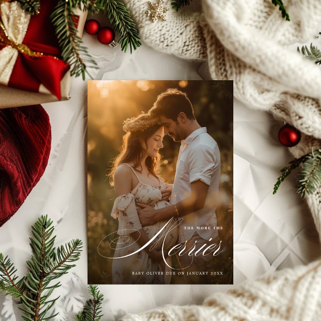 Cartes Pour Fêtes Annuelles Plus La Grossesse Photo Merrier est grande (Créateur téléchargé)