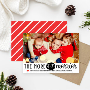 Cartes Pour Fêtes Annuelles Plus la photo Merrier Black Red Christmas