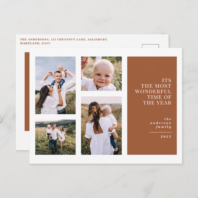 Cartes Pour Fêtes Annuelles Plus merveilleux temps noël multi photo announs (Devant / Derrière)