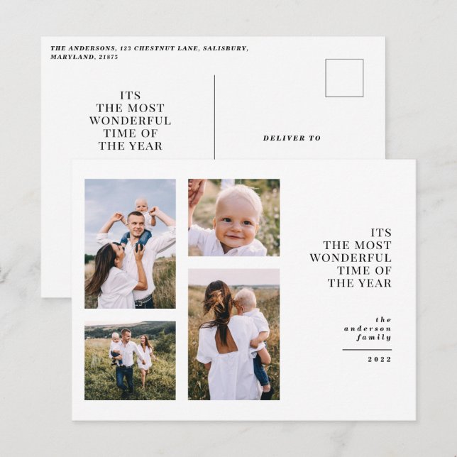 Cartes Pour Fêtes Annuelles Plus merveilleux temps noël multi photo announs (Devant / Derrière)