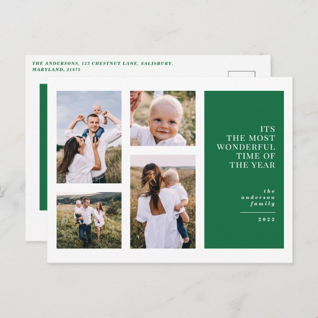 Cartes Pour Fêtes Annuelles Plus merveilleux temps noël multi photo announs (Devant / Derrière)