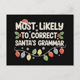 Cartes Pour Fêtes Annuelles Plus Susceptible de Corriger la Grammaire de Santa