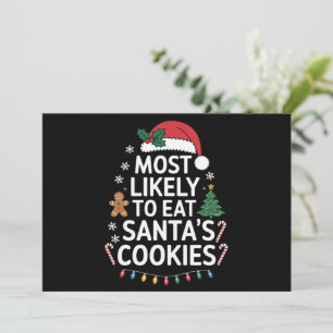 Cartes Pour Fêtes Annuelles Plus susceptible de manger les cookies de Santa No