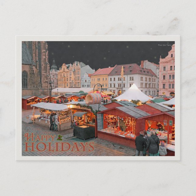 Cartes Pour Fêtes Annuelles Plzen - Lumières du marché de Noël - HH (Devant)