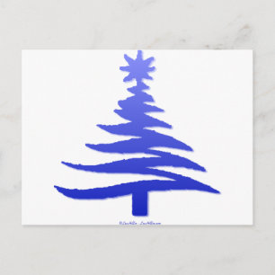Cartes Pour Fêtes Annuelles Pochoir d'arbre de Noël Bleu Cobalt