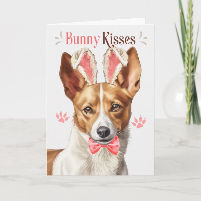 Cartes Pour Fêtes Annuelles Podengo Pequeno Chien Bunny Oreilles pour Pâques (Devant)