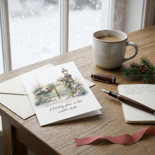 Cartes Pour Fêtes Annuelles Poem Green Foliries Neige hiver Noël