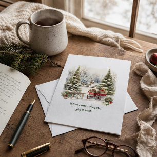 Cartes Pour Fêtes Annuelles Poem Nordic Green Pine Forest sapin de Noël