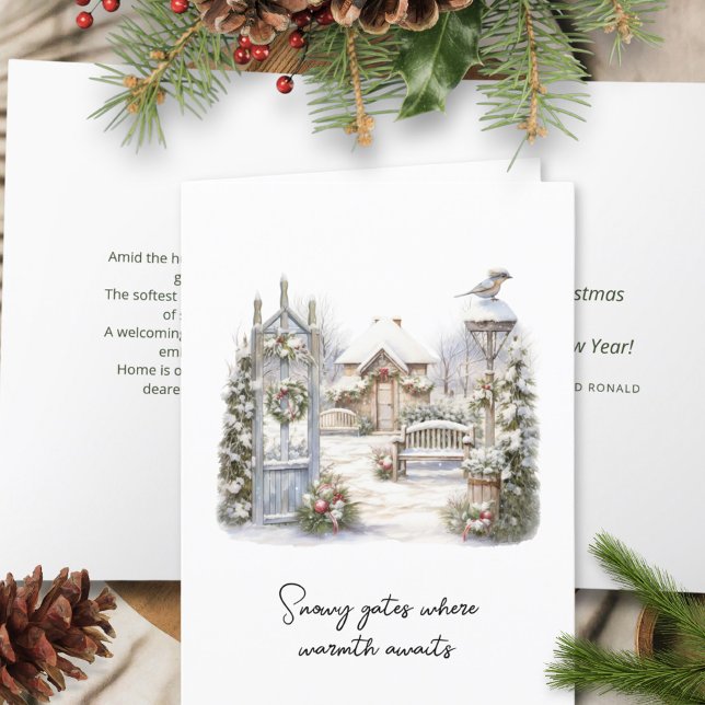 Cartes Pour Fêtes Annuelles Poème aquarelle Scandi hiver Noël Wreath (Créateur téléchargé)