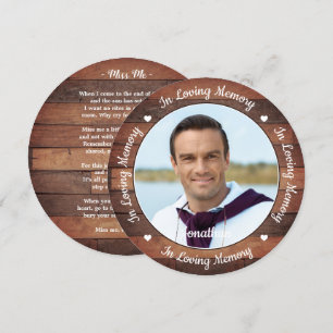 Cartes Pour Fêtes Annuelles Poème commémoratif Rustique Photo Funeral Prayer C