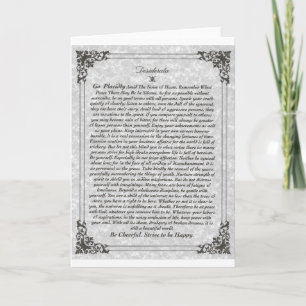 Cartes Pour Fêtes Annuelles Poème de DESIDERATA