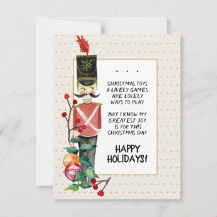Cartes Pour Fêtes Annuelles Poème de Noël Soldat de Jouet Aquarelle Fête Rouge