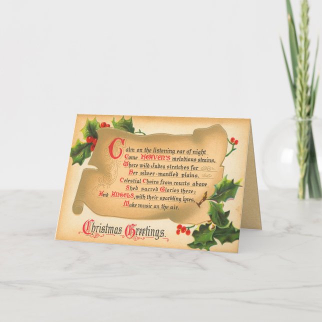 Cartes Pour Fêtes Annuelles Poème de Noël Vintage (Devant)