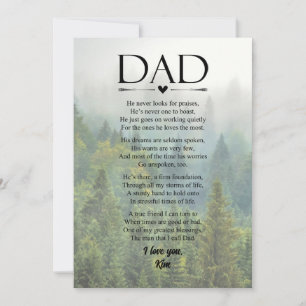Cartes Pour Fêtes Annuelles Poème pour Papa Fête des Pères Personnalisé
