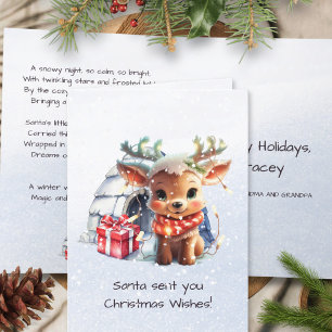 Cartes Pour Fêtes Annuelles Poème Rhyme Cute Reindeer Snowflakes Enfants Noël