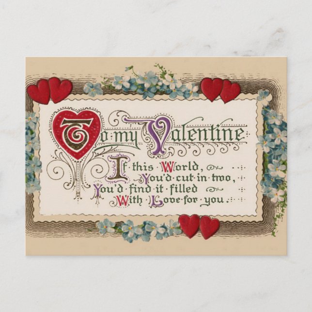 Cartes Pour Fêtes Annuelles Poème Saint Valentin aux coeurs (Devant)