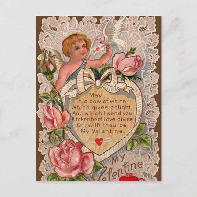 Cartes Pour Fêtes Annuelles Poème Saint Valentin avec dentelle (Devant)