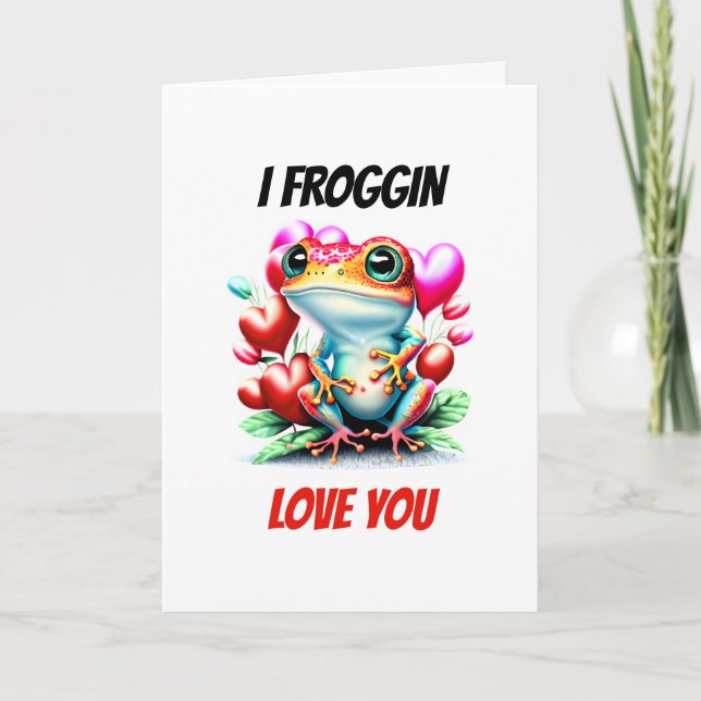 Cartes Pour Fêtes Annuelles Poids de grenouille | Froggin t'aime mignon chatte (Devant)