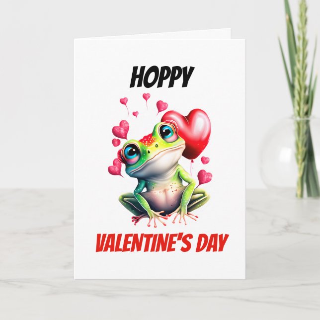 Cartes Pour Fêtes Annuelles Poids de grenouille | Hoppy Valentine's Day mignon (Devant)