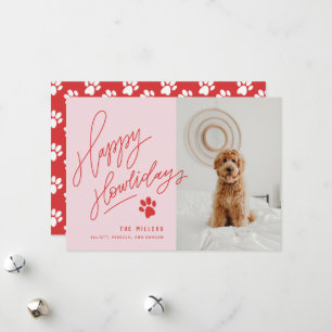 Cartes Pour Fêtes Annuelles Poignée Rouge Joyeux Howlidays Paw Dog Photo