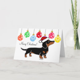 Cartes Pour Fêtes Annuelles Poing de Noël noir et Tan Dachshund