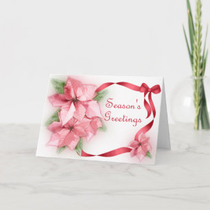 Cartes Pour Fêtes Annuelles Poinsettas rose